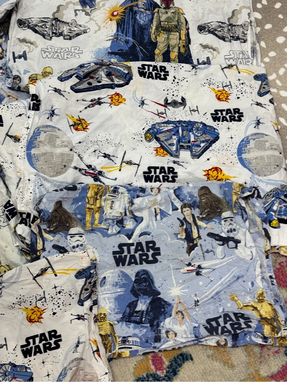 Pottery Barn Kids Star Wars bundle set flat sheet fitted pillowcases twin boys